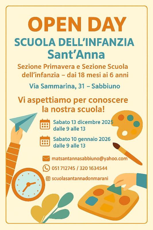 OPEN DAY Scuola Infanzia Sant'Anna di Sabbiuno di Piano