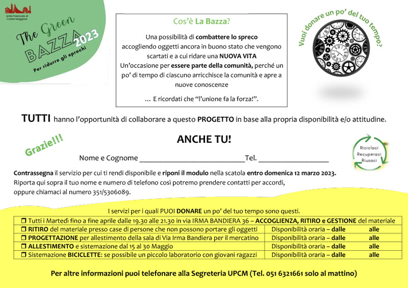 TUTTI hanno lopportunit di collaborare a questo PROGETTO in base alla propria disponibilit e/o attitudine