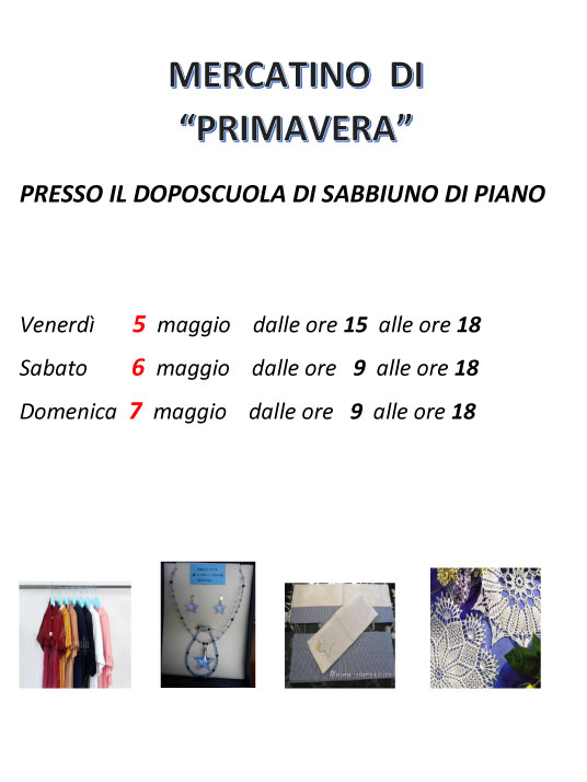 Mercatino di primavera alla Caritas di Sabbiuno