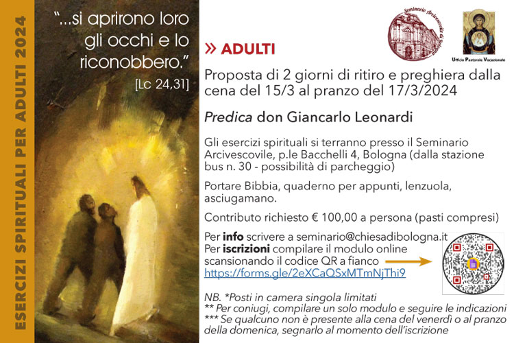 Esercizi Spirituali 2024 in Seminario a Bologna