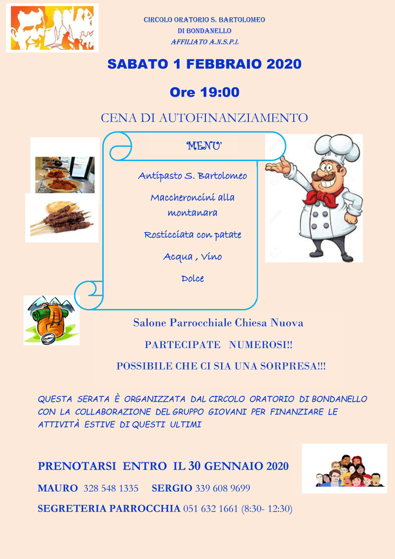 Oratorio - Cena di autofinanziamento Gruppi Giovani