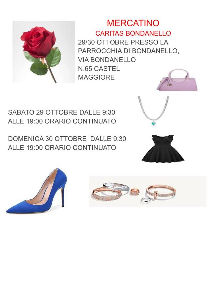 Mercatino Caritas di Bondanello - 29 e 30 ottobre 2022