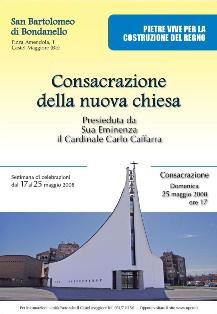 Manifesto Consacrazione nuova Chiesa di San Bartolomeo di Bondanello